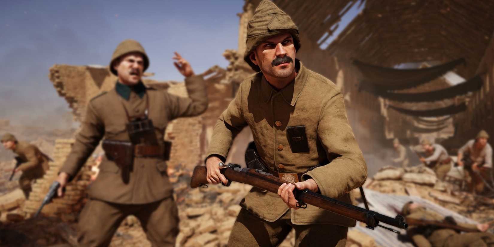 Men and ruins in WW1 Gallipoli