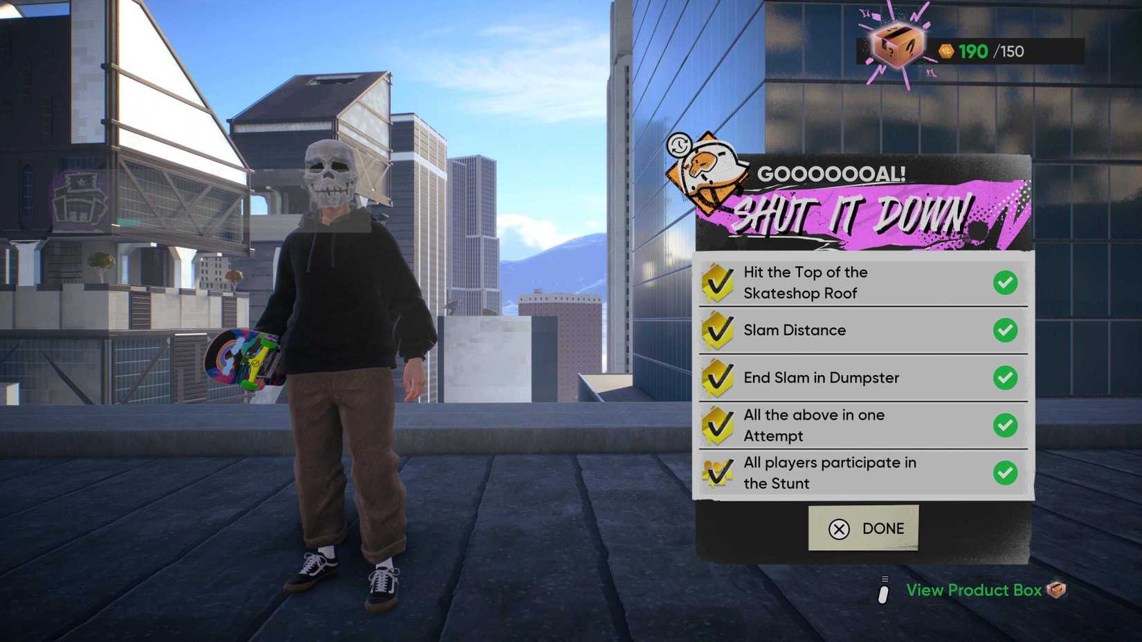 A challenge completed by skating