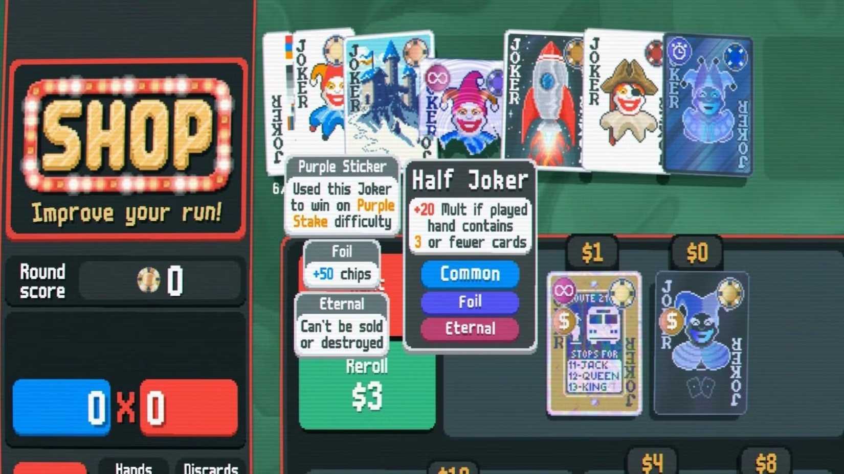 Juego de Balatro en progreso 