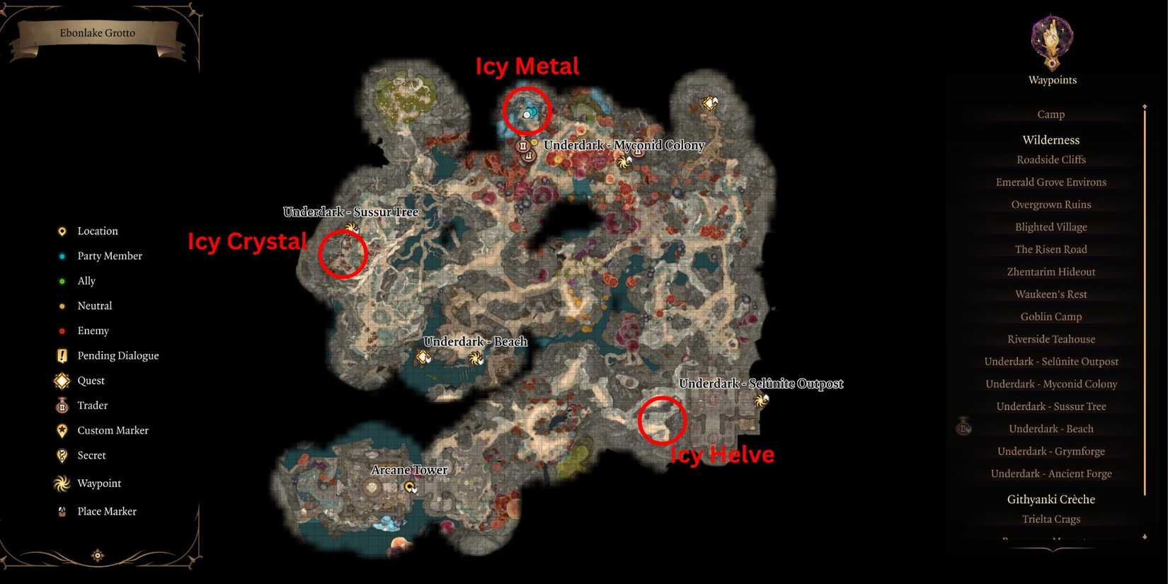 Baldur's Gate 3 Mourning Frost Piece Locations Map
