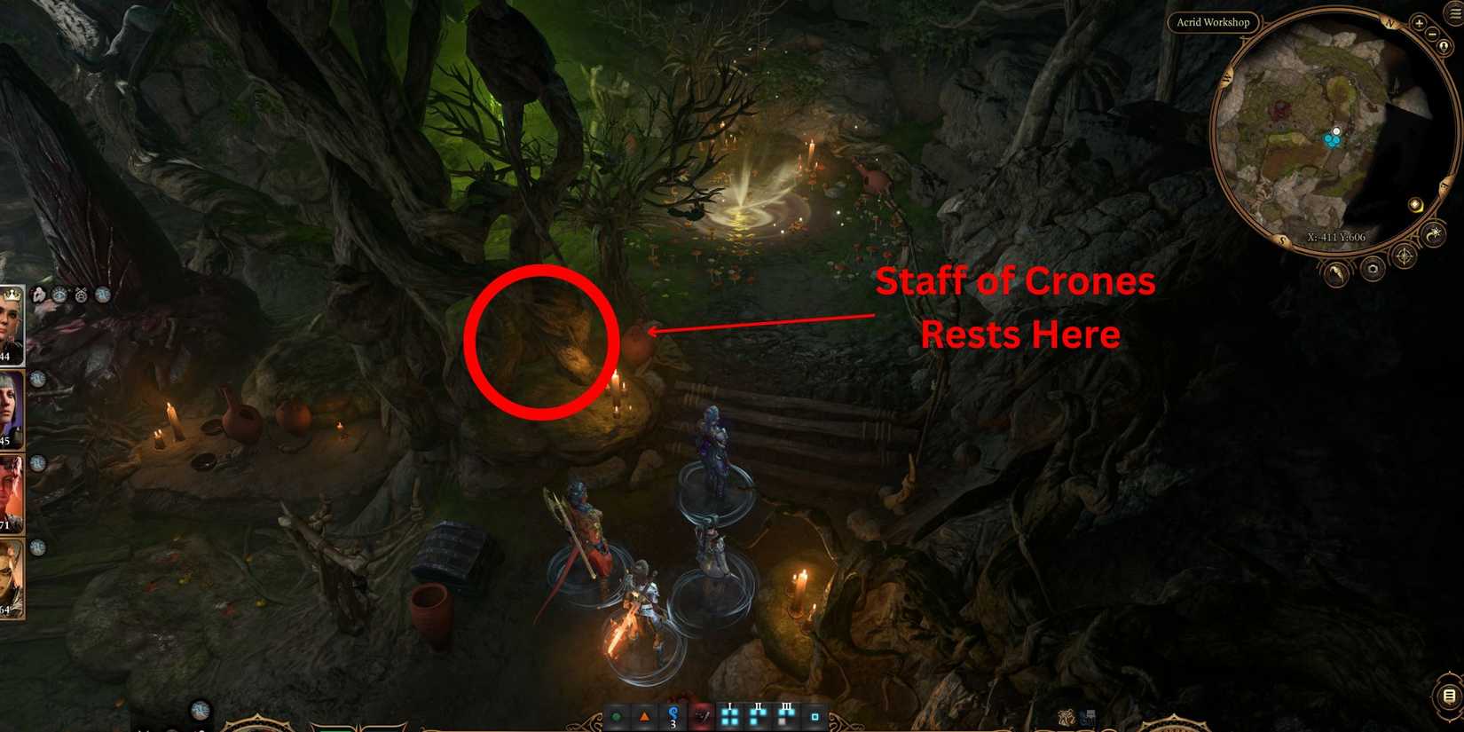 Baldur's Gate 3 Staff of Crones Staircase Acrid Workshop Staff Location