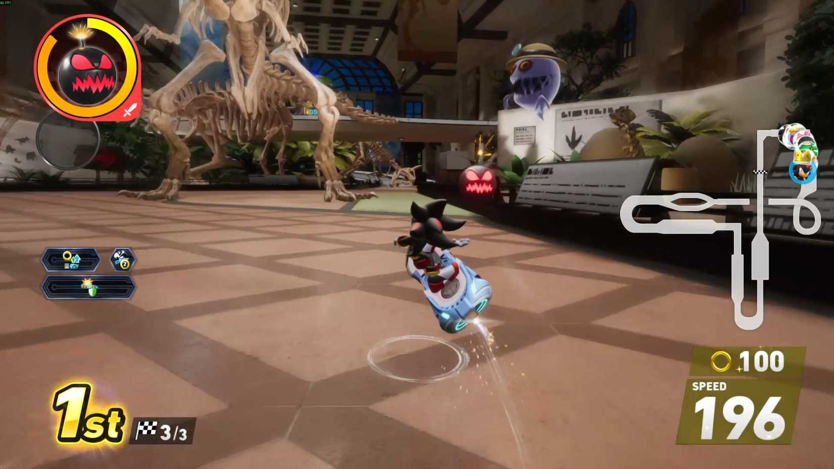 A la deriva de un equipo extremo en Wonder Museum en Sonic Racing Crossworlds.