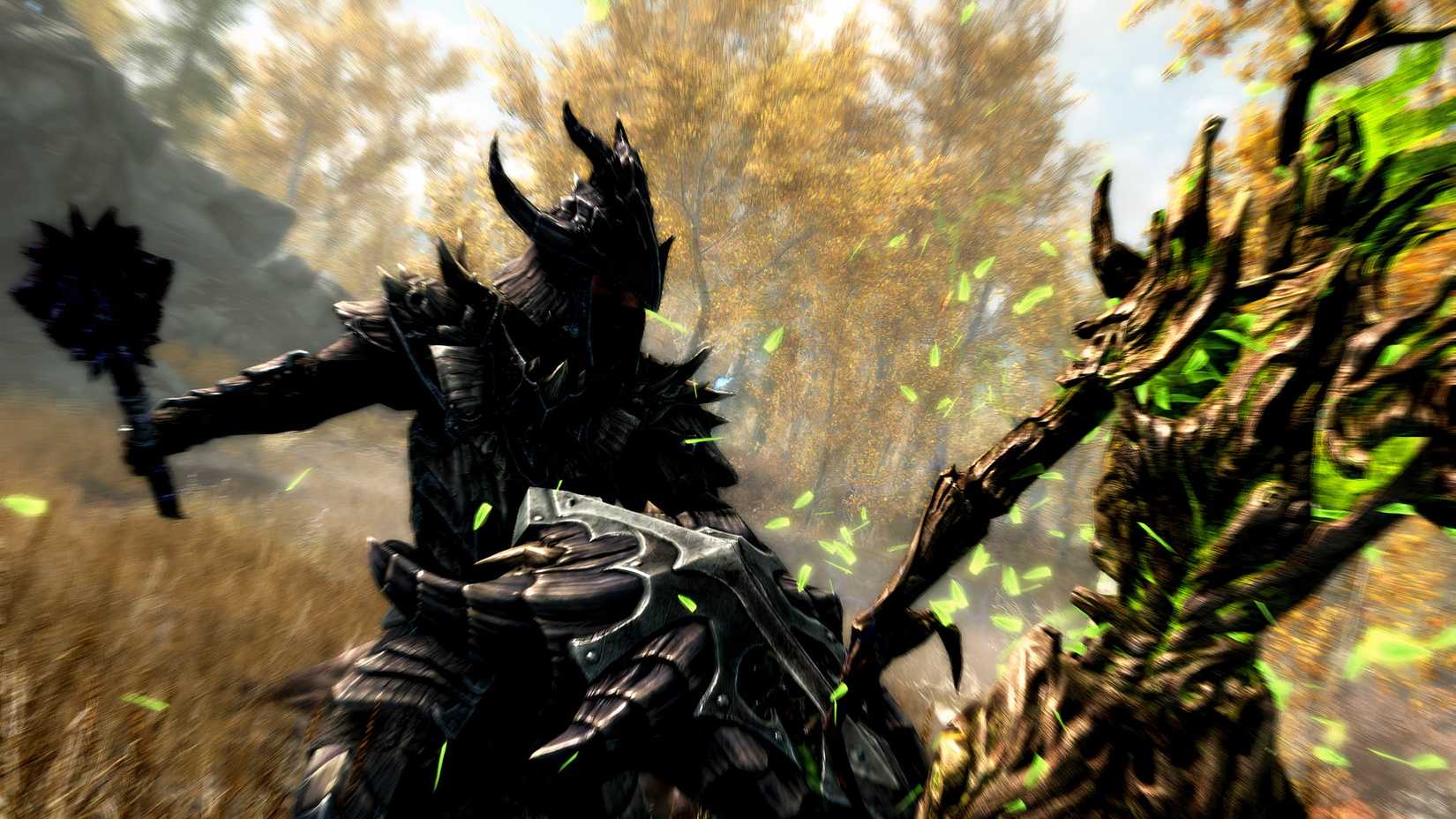 Sección de combate y finalizador en Skyrim