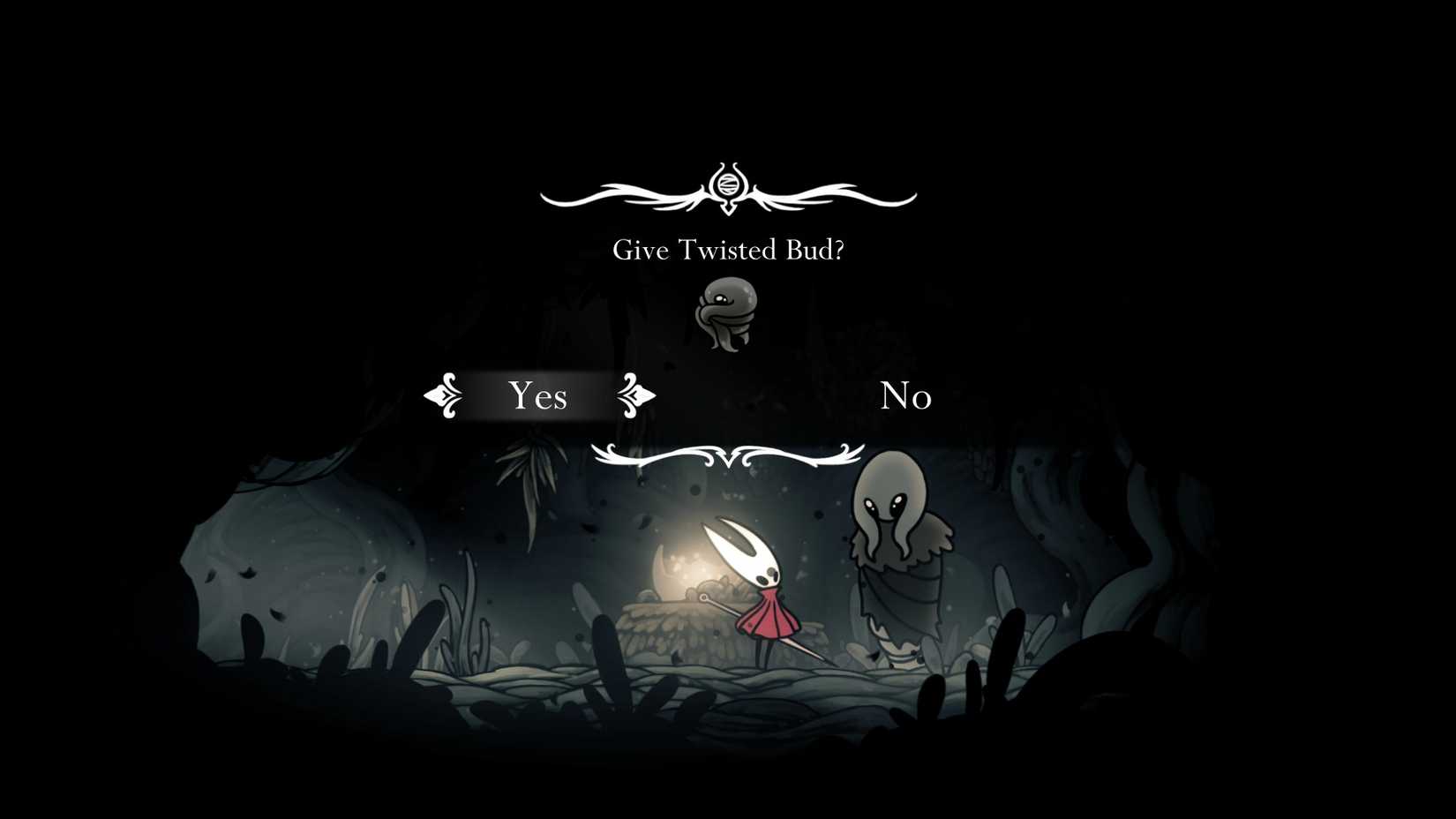 Giving the Twisted Bud to Greyroot in Silksong