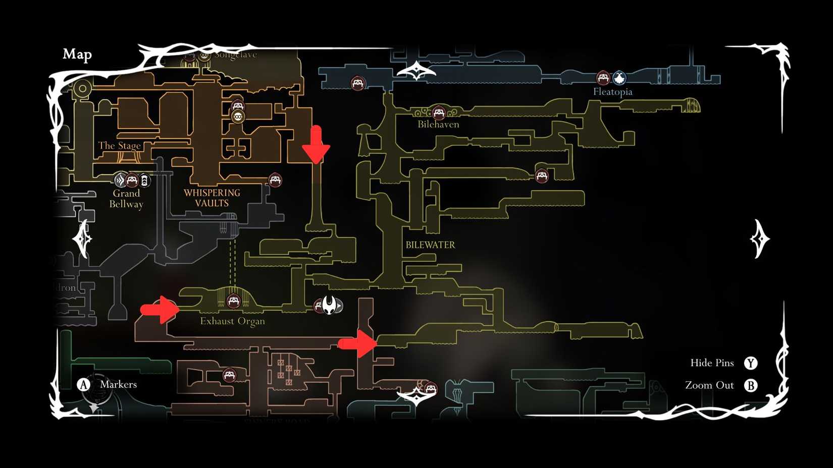 Hollow Knight Silksong Bilewater Entrances