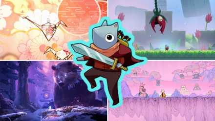 Metroidvanias Make Hollow Knight Look Basic Collage With Images From Both Path Of Teal Lotus, Isles, Ori And The Will Of The Wisps, And Nine Sols