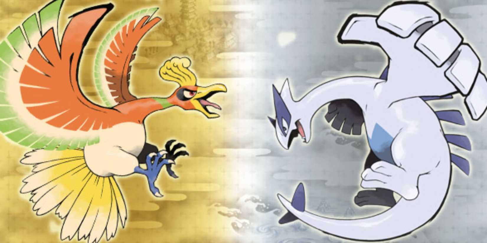 Pokemon HeartGold and SoulSilver art depicting box legendaries Ho-Oh and Lugia