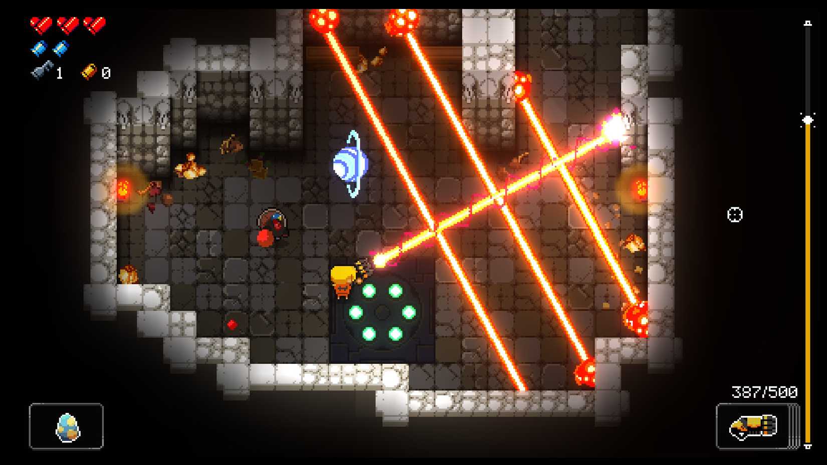 Lasers firing in Enter the Gungeon