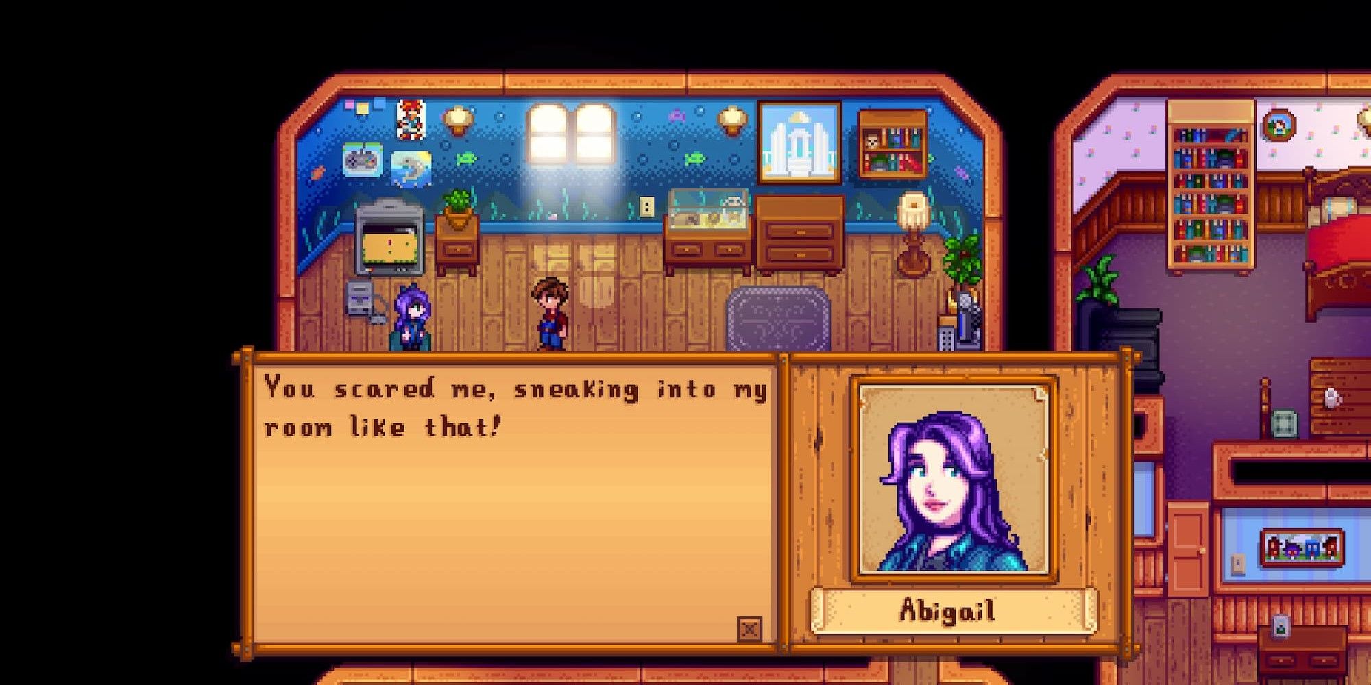 Hablando con Abigail en Stardew Valley