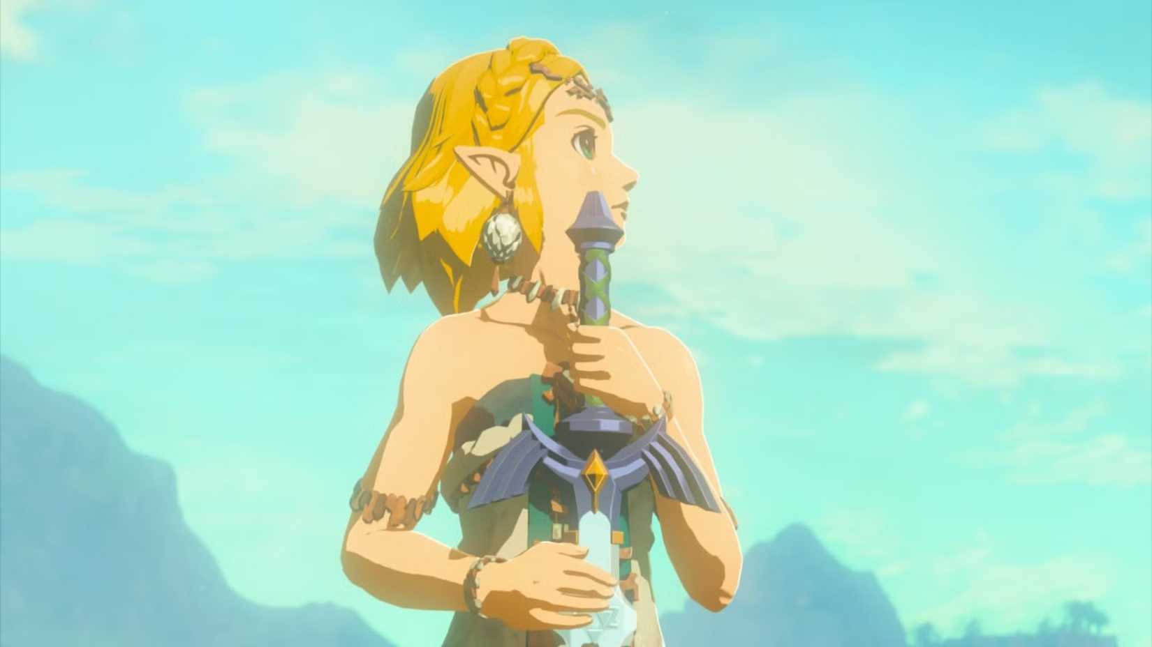 El personaje de The Legend Of Zelda empuña la espada maestra 
