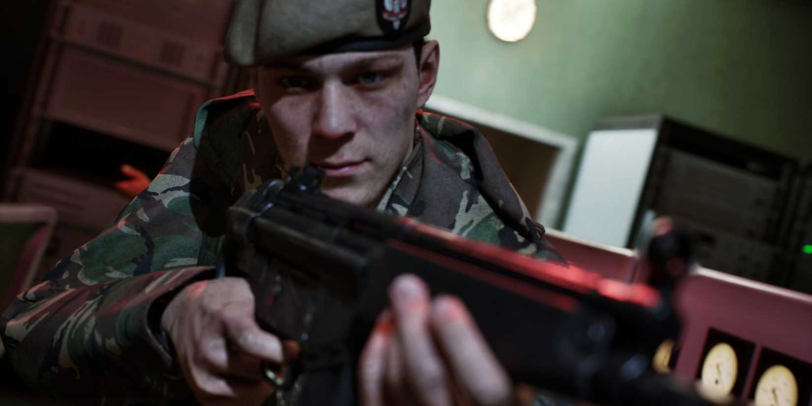 Soldier in Blue Dot Games' shooter '83