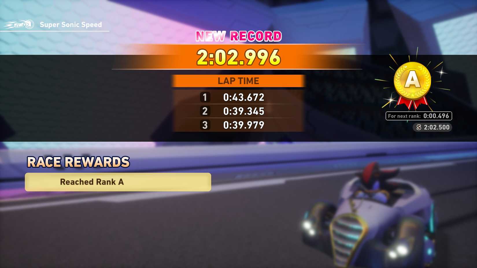 Getting an A-Rank on a Time Trial in Sonic Racing Crossworlds