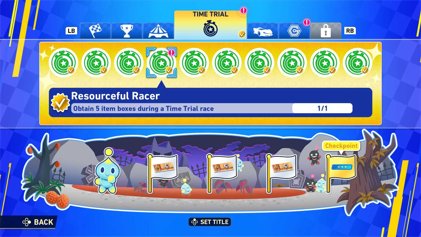 Challenges Menu in Sonic Racing Crossworlds