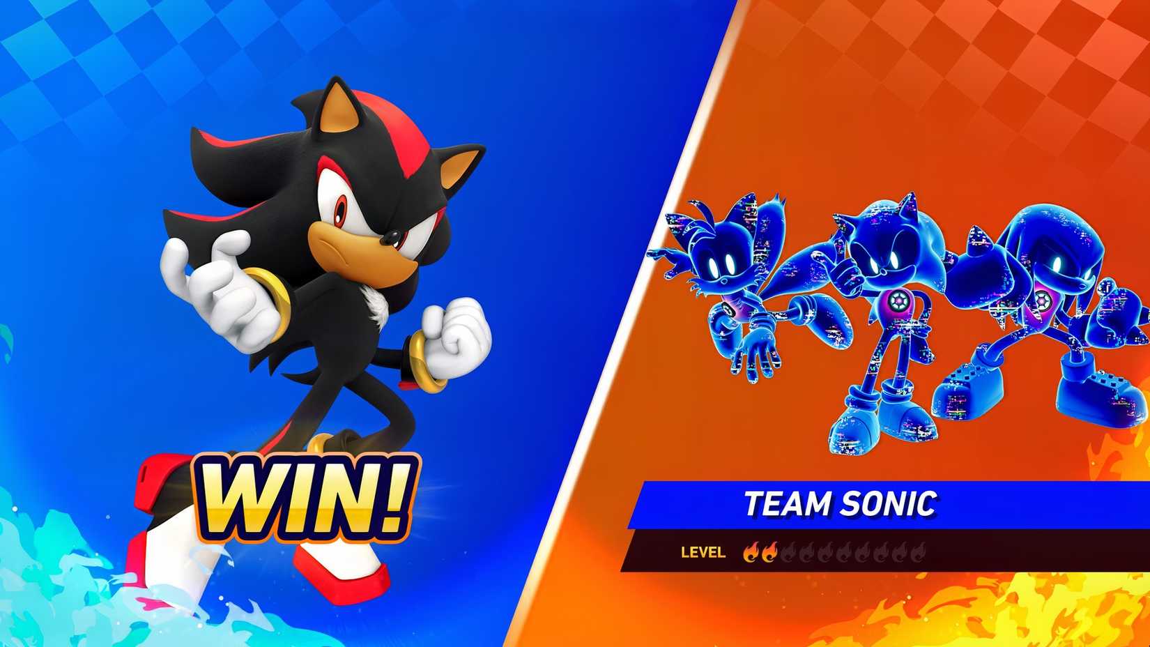 Shadow defeats Team Sonic at Sonic Racing Cross World