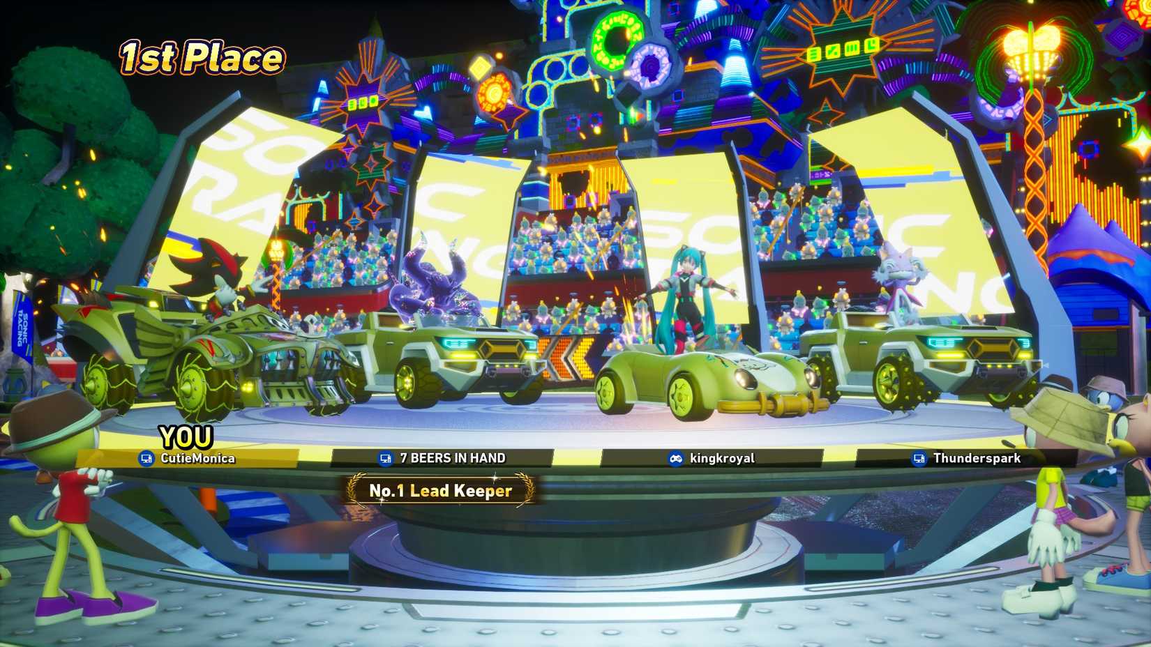 Getting First place in the Hatsune Miku Festival in Sonic Racing Crossworlds