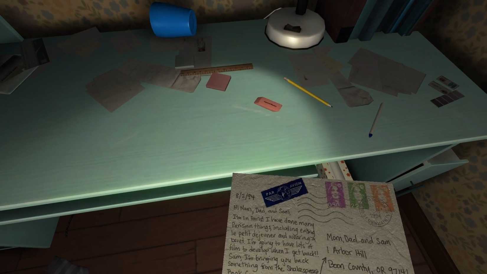 exploring a room in gone home