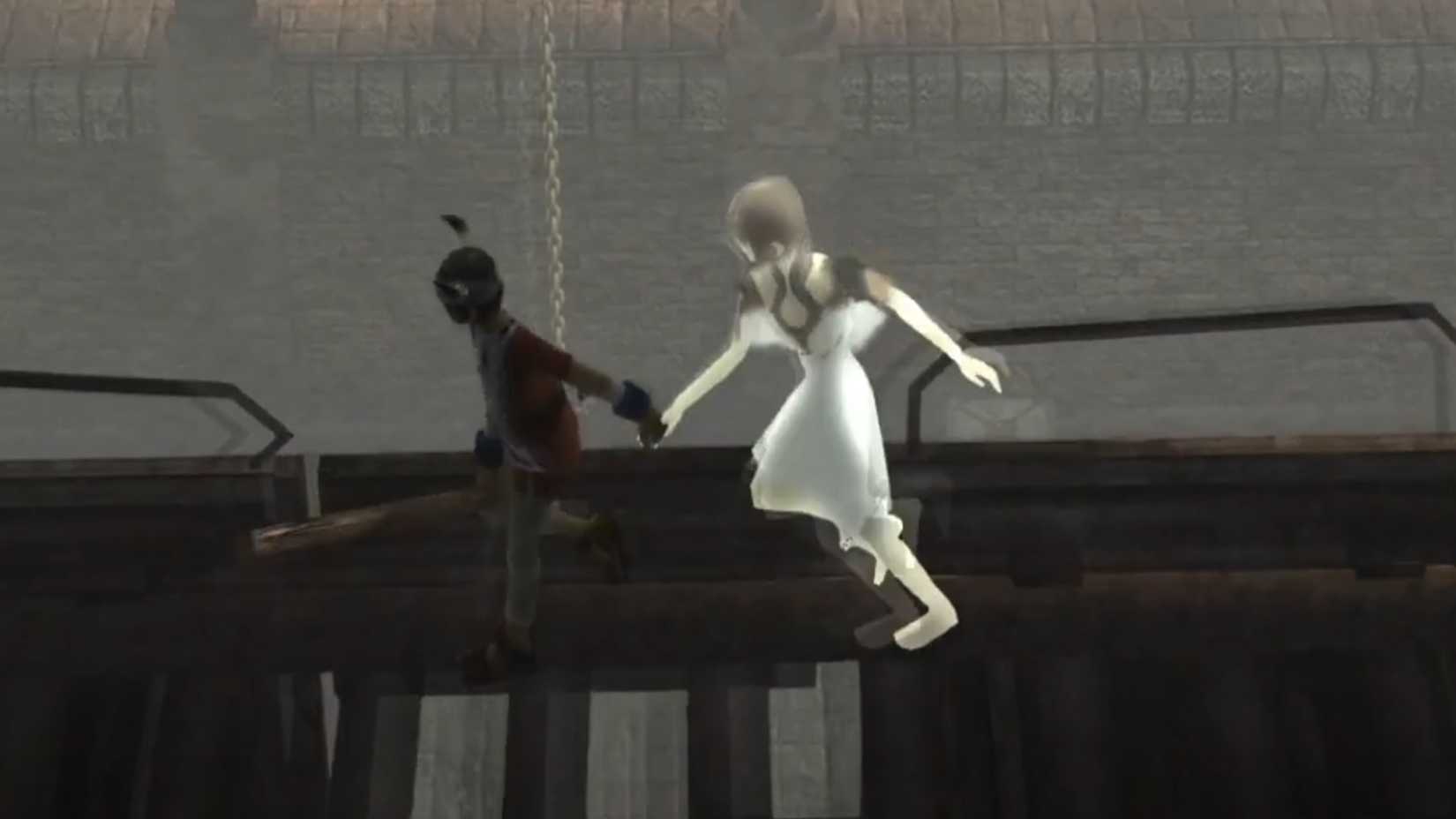 ico and yorda on a bridge