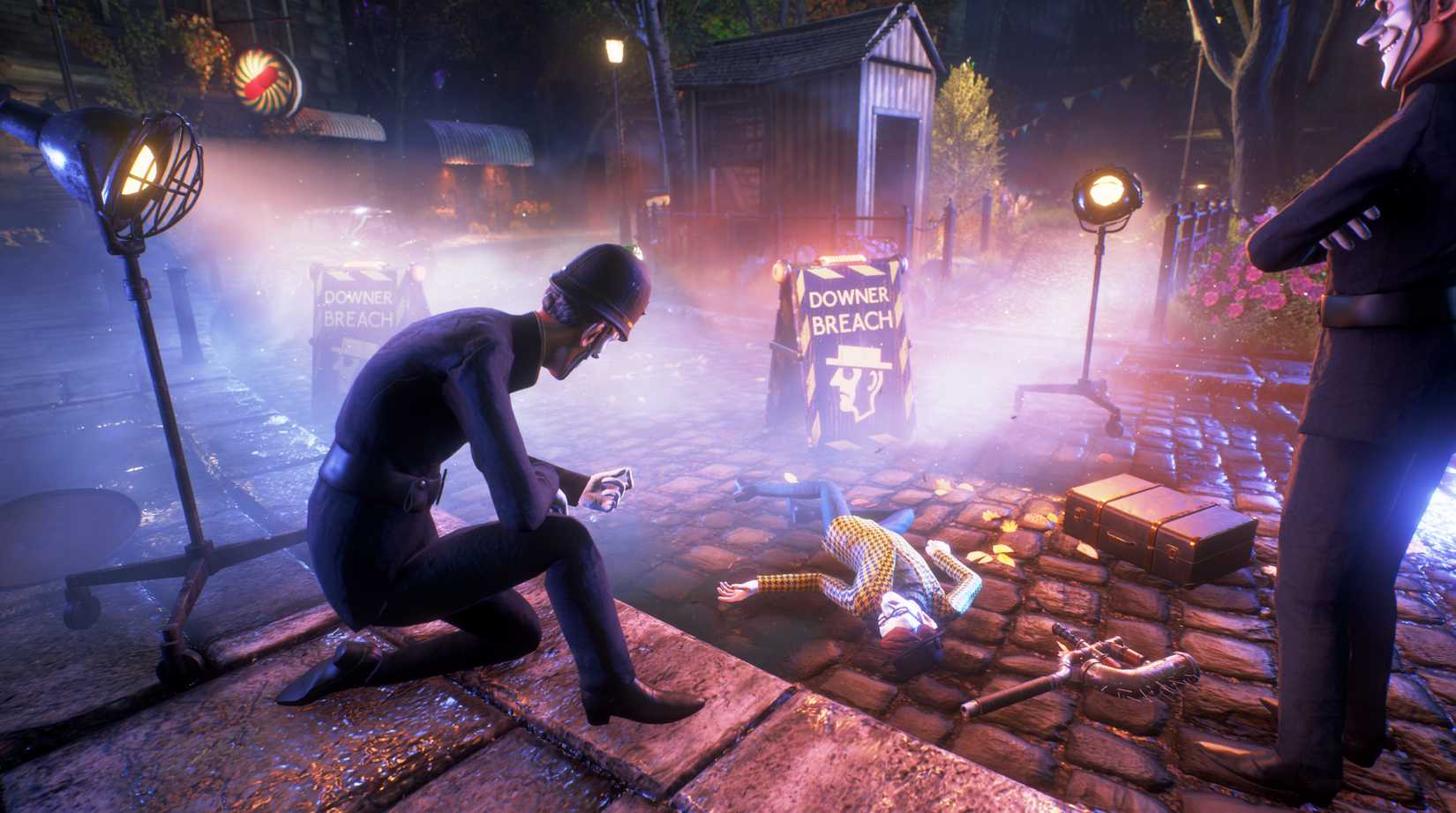 Bobbies inspect a corpse in We Happy Few