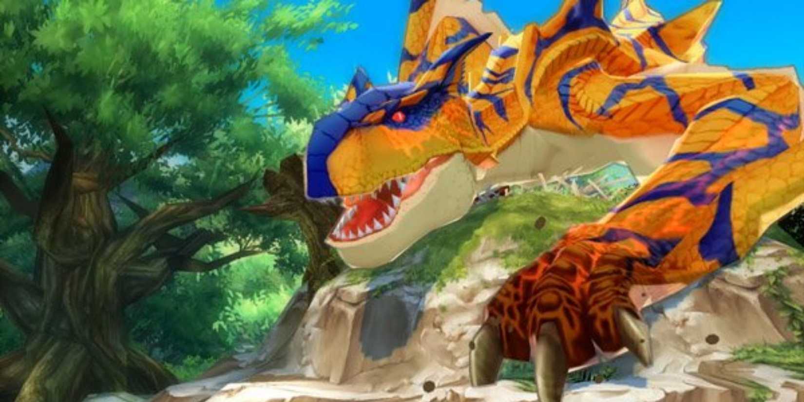 A Big Monster looks ready to pounce in Monster Hunter Stories