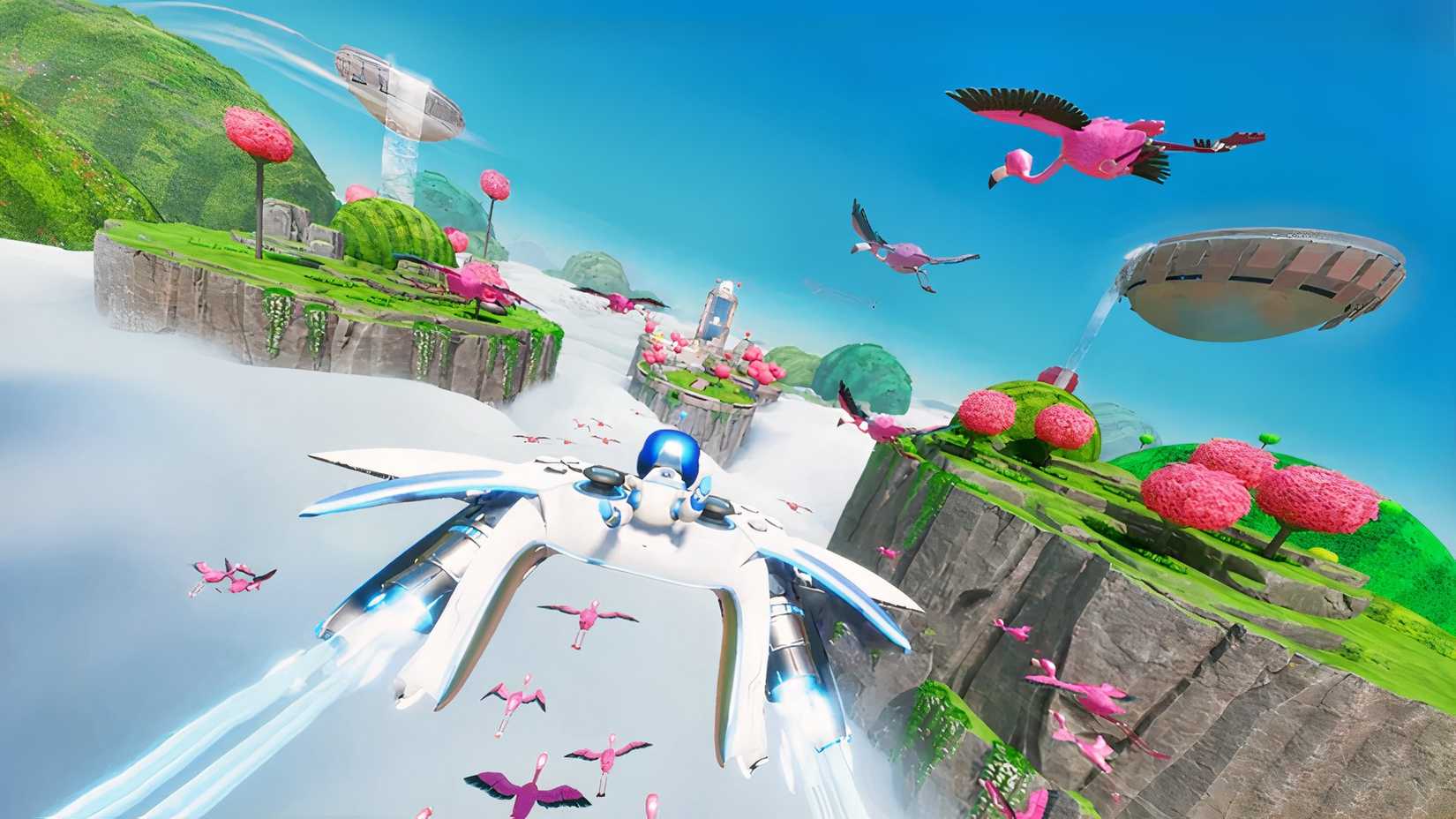 Flying with the flamingos in Astro Bot.