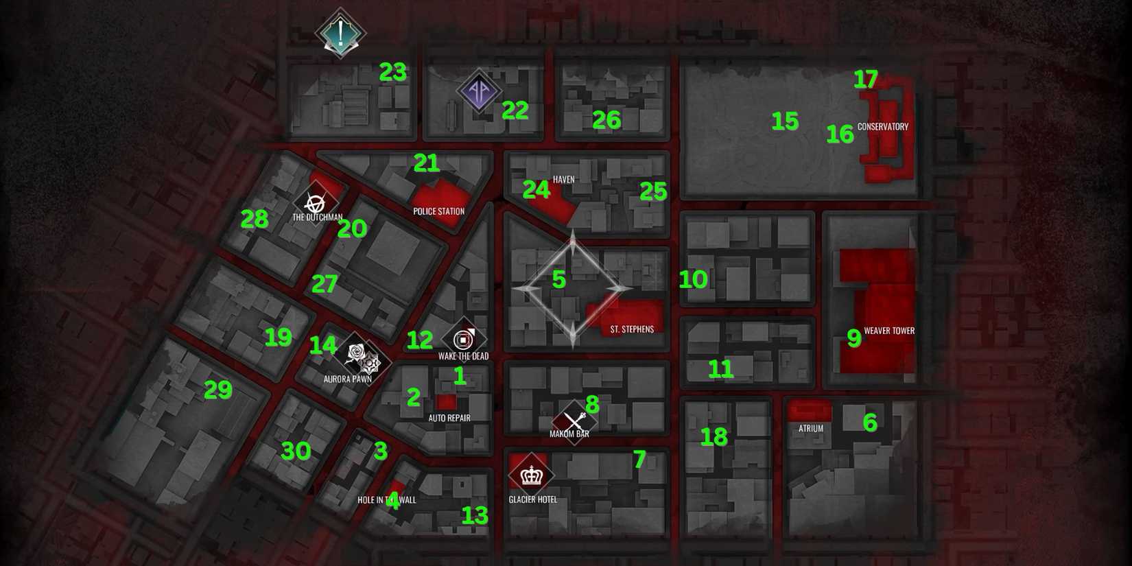 Blood Line Map Vampire: The Masquerade - Bloodlines 2: All Anarch Tag Locations