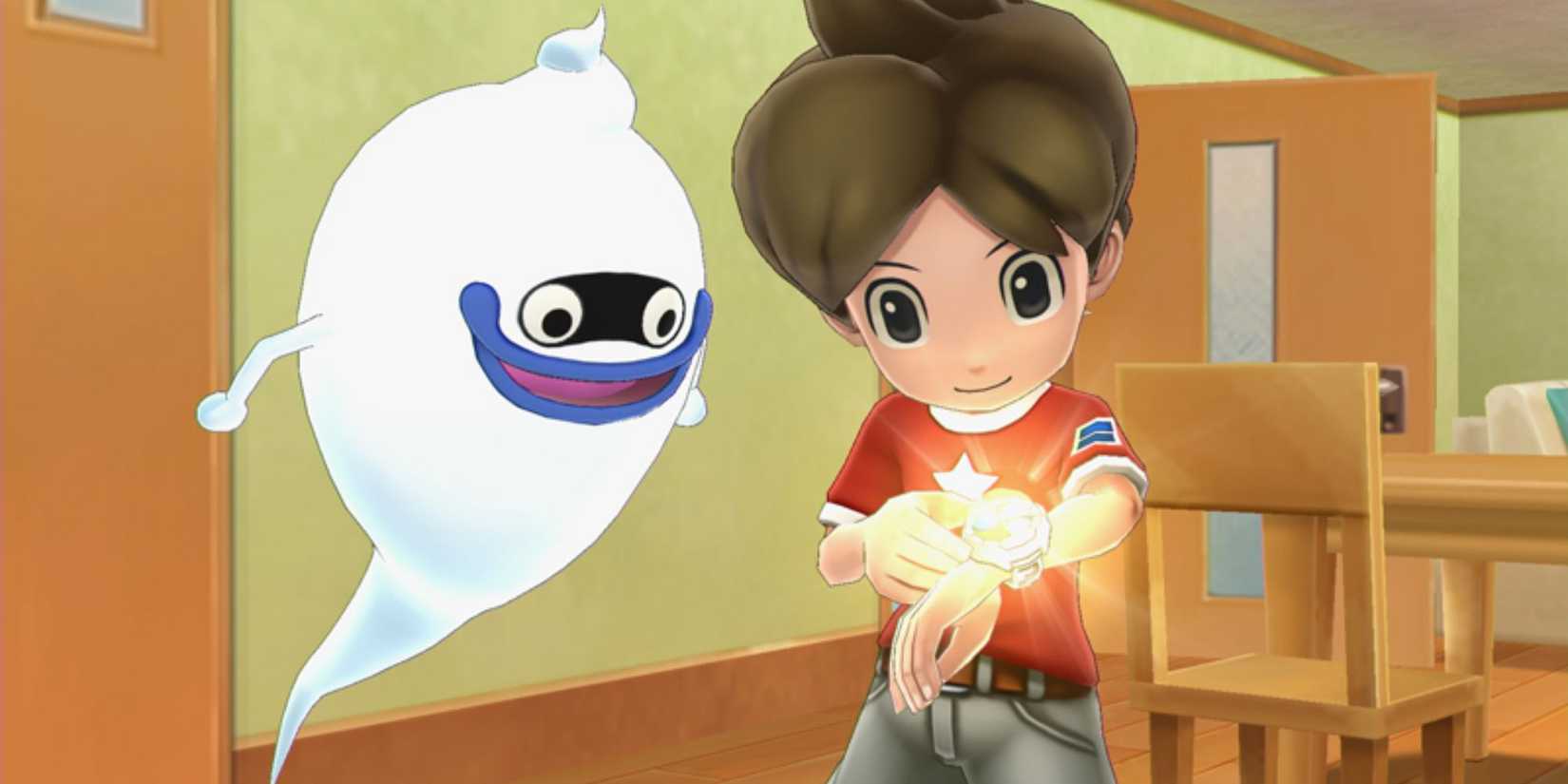 Nathan and Whisper look at a glowing Yo-Kai Watch