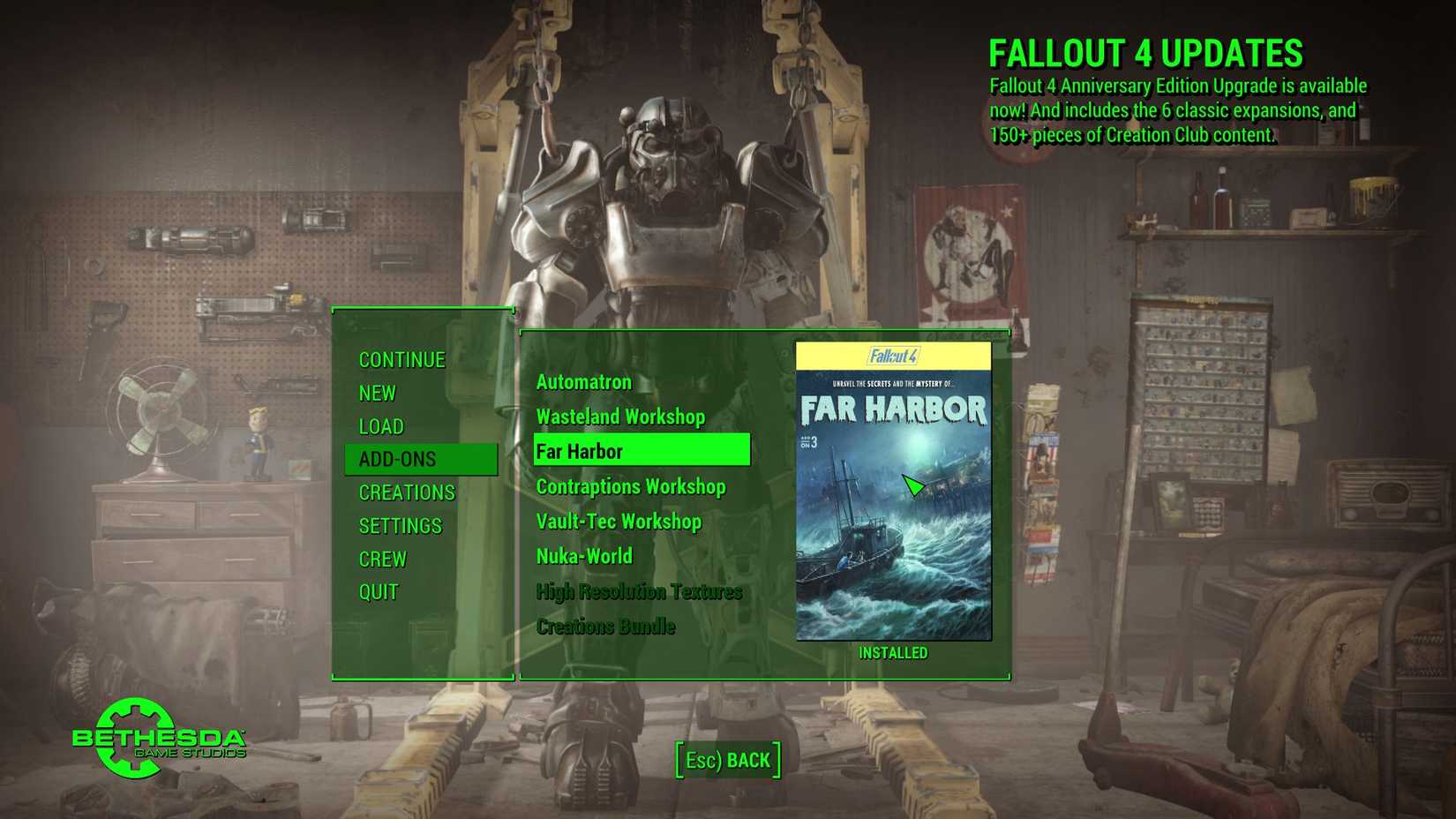 menu from fallout 4 anniversary edition