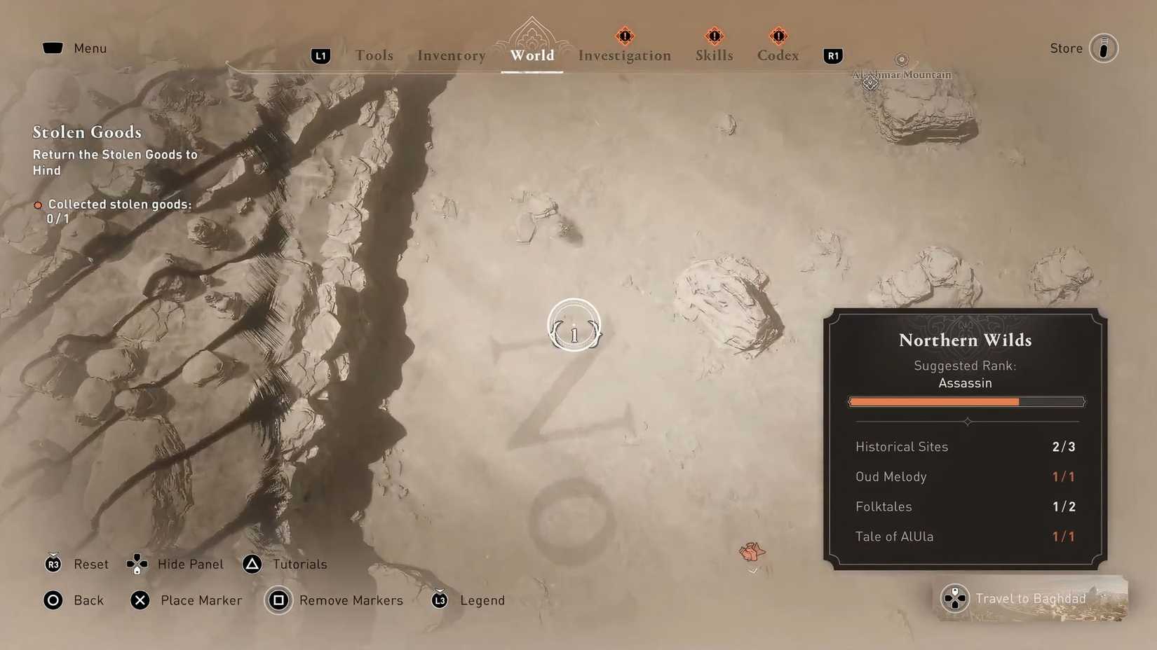 Mapa de las Ruinas Centinelas del Valle de la Memoria de Assassin's Creed Mirage