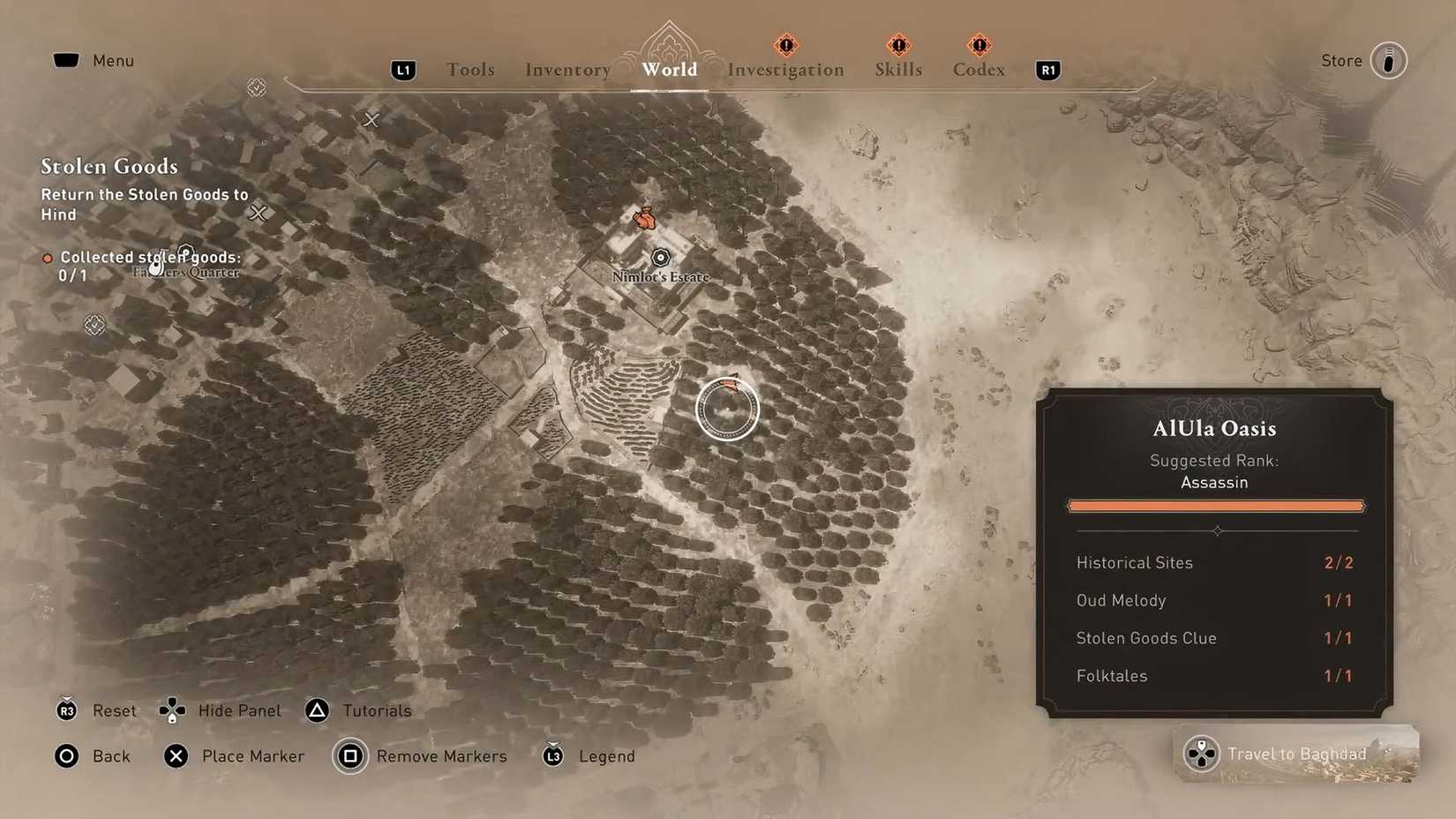 Mapa de ubicación del tesoro de Assassin's Creed Mirage Valley of Memory