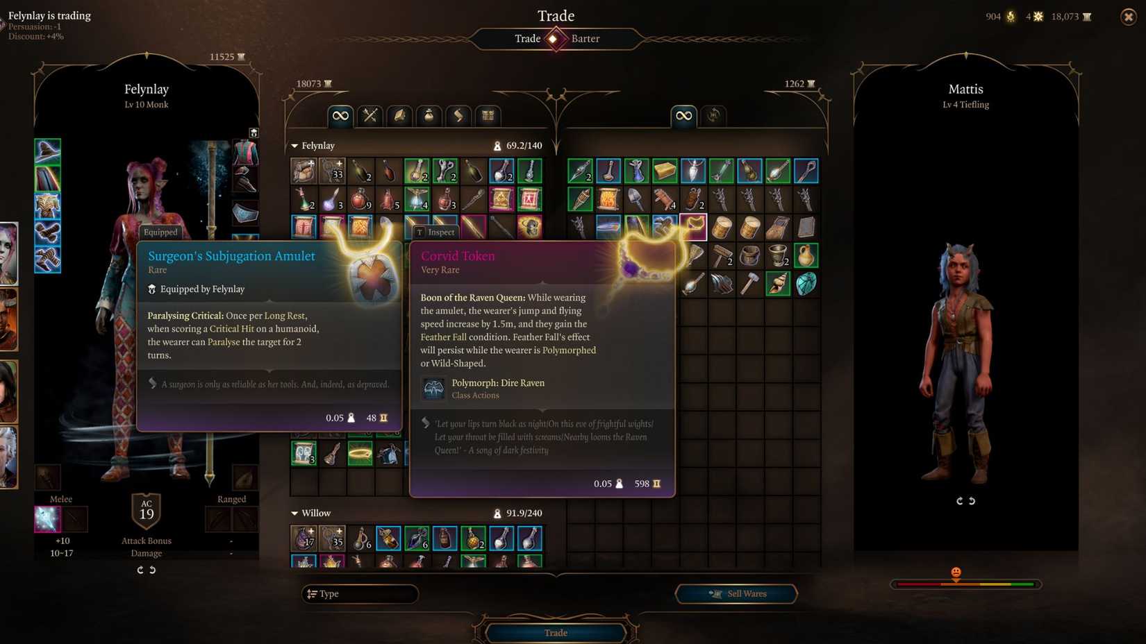 Baldur's Gate 3 Corvid Token Mattis Trade