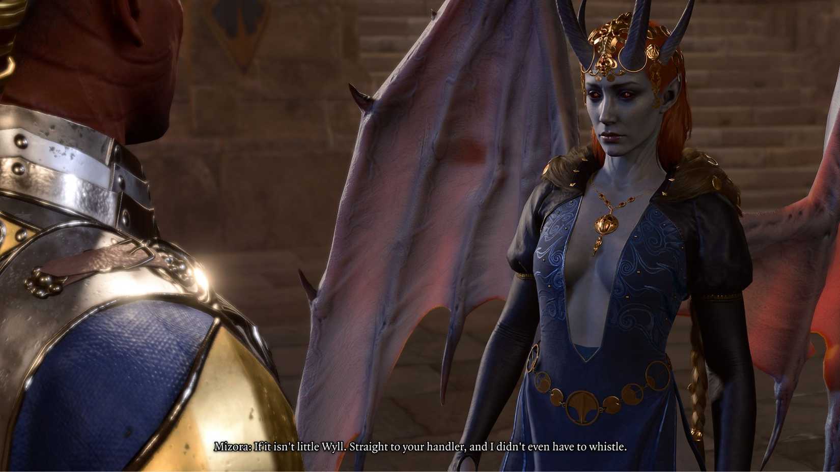 Baldur's Gate 3 Escarabajo de protección Mizora hablando