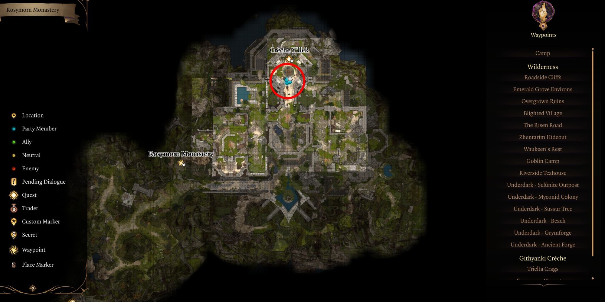 Baldur's Gate 3 Stained-Glass Puzzle Location Map