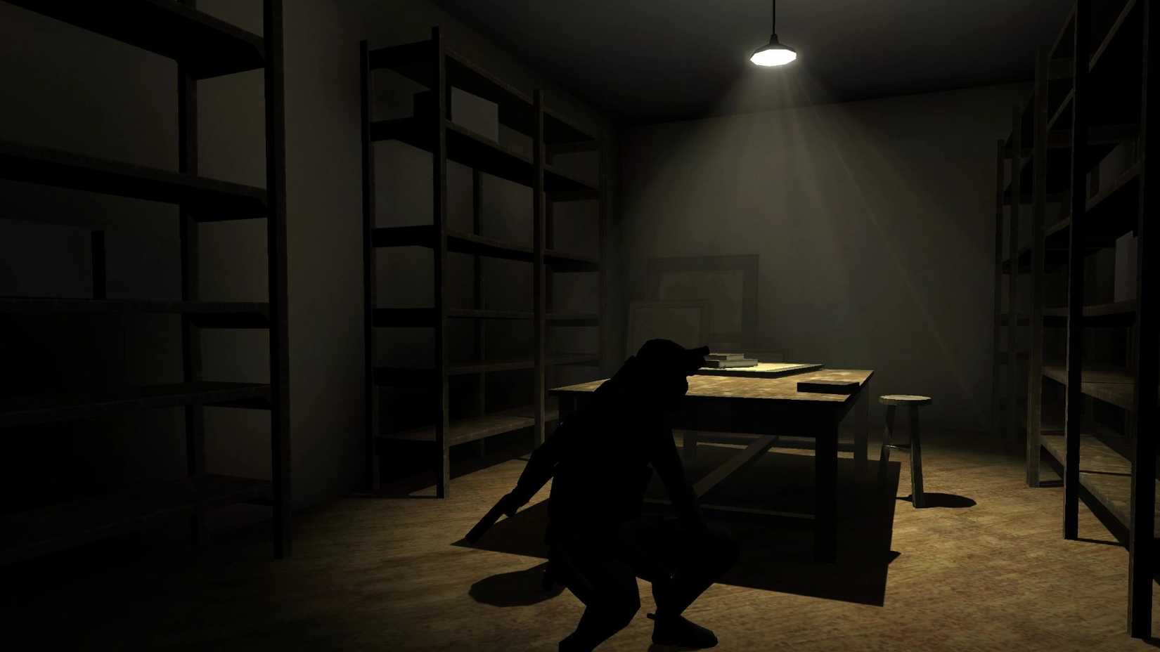 Splinter Cell Sneaking Through A Shadowy Room