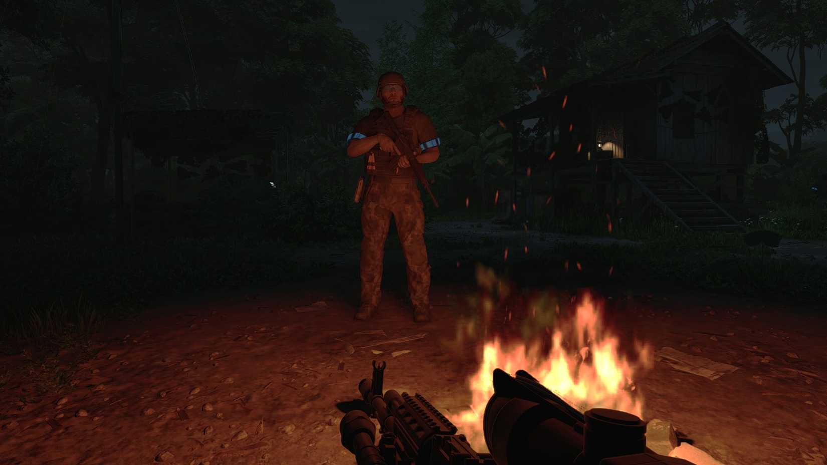 Gray Zone Warfare soldier by the bonfire