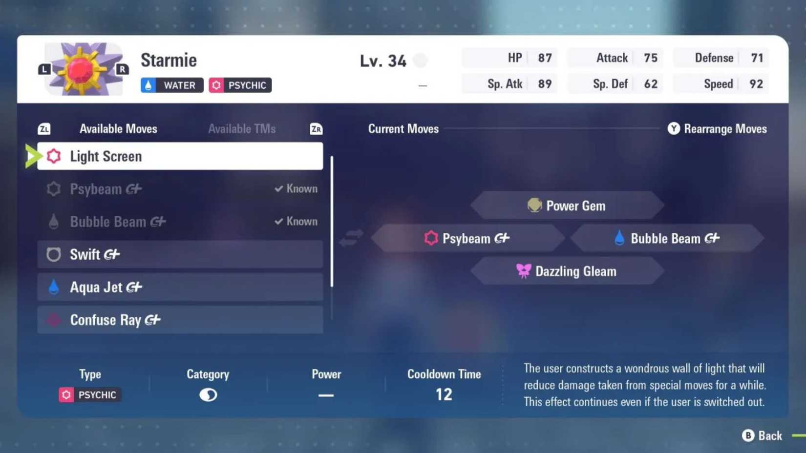 Pokémon Legends ZA Starmie Información