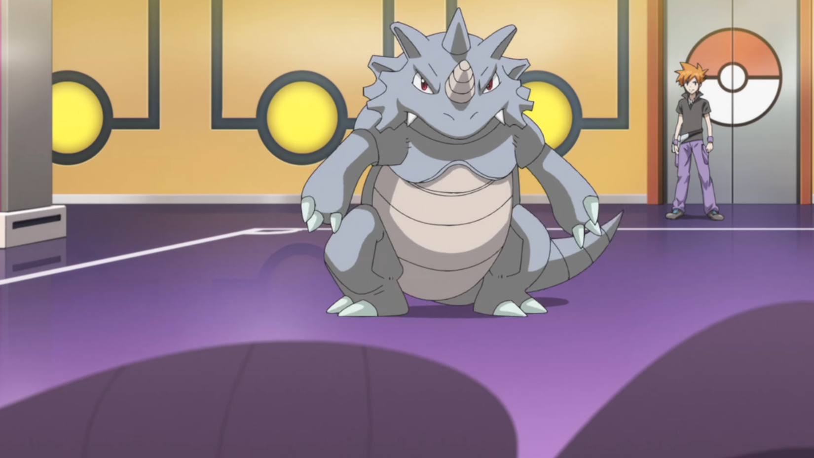Blue and Rhydon fight the Elite Four in Pokemon Generations