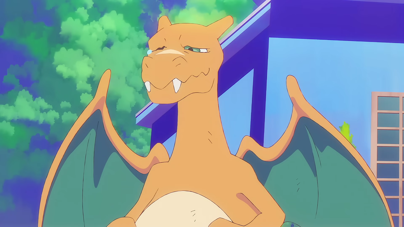 An elderly Charizard in PokeToon