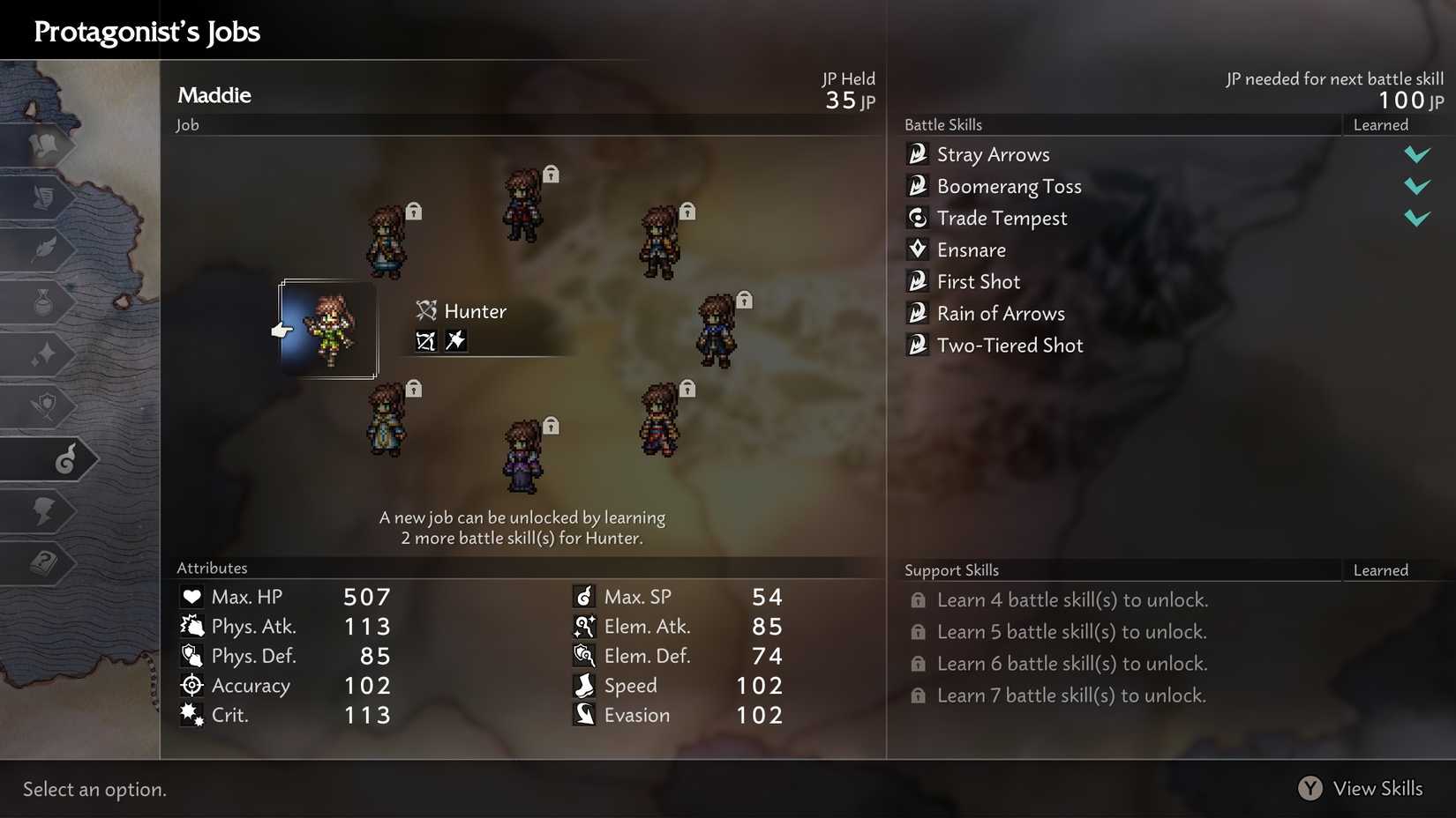 job selection in octopath traveler 0