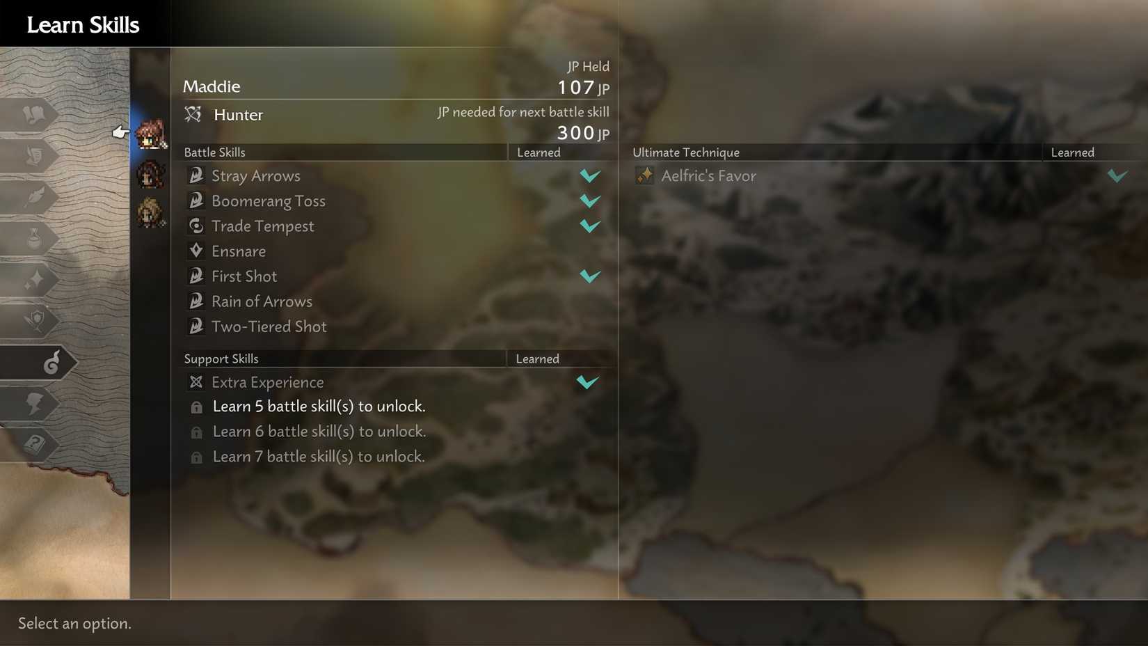 unlocking skills in octopath traveler 0