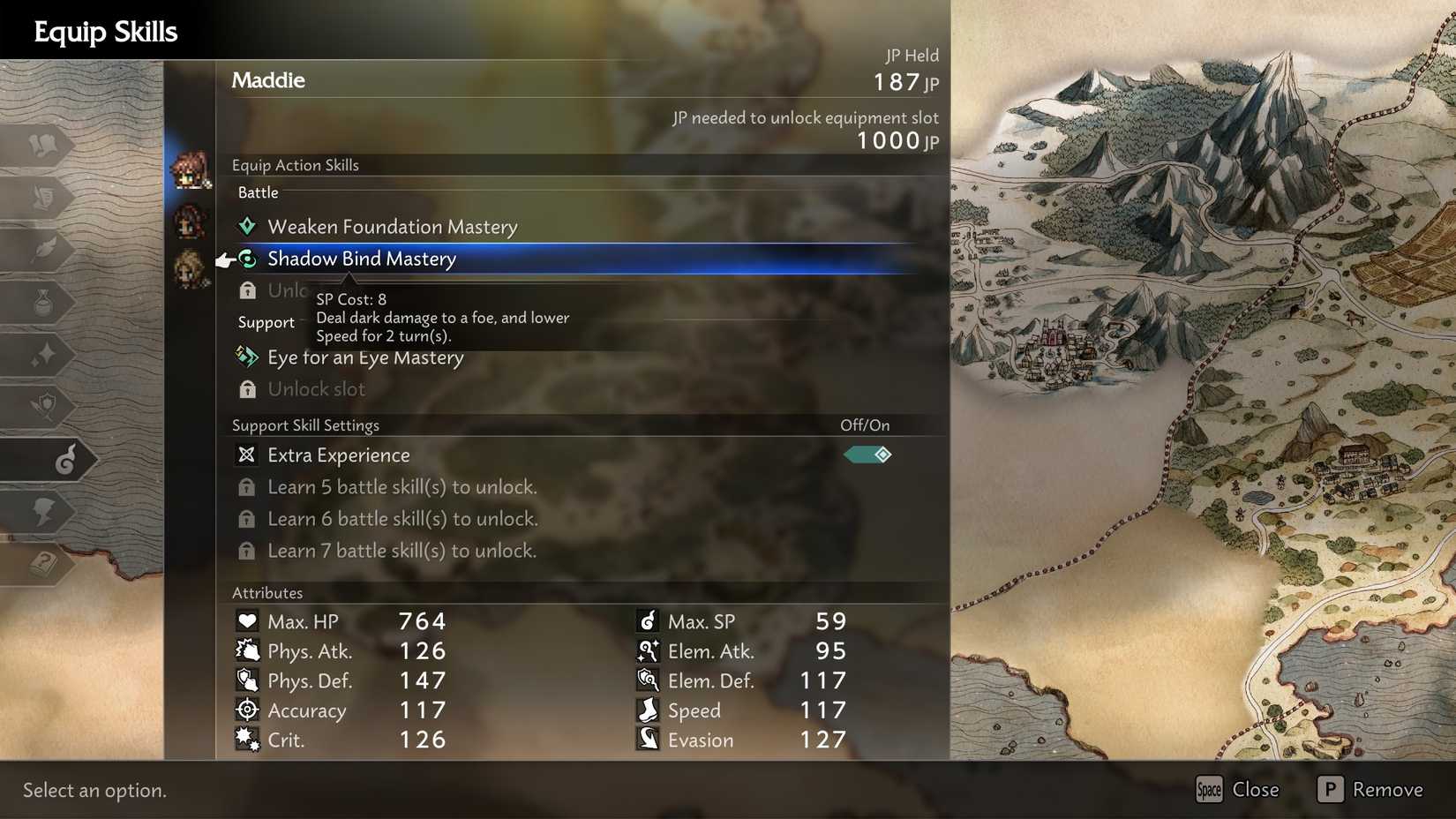 equipping a battle skill