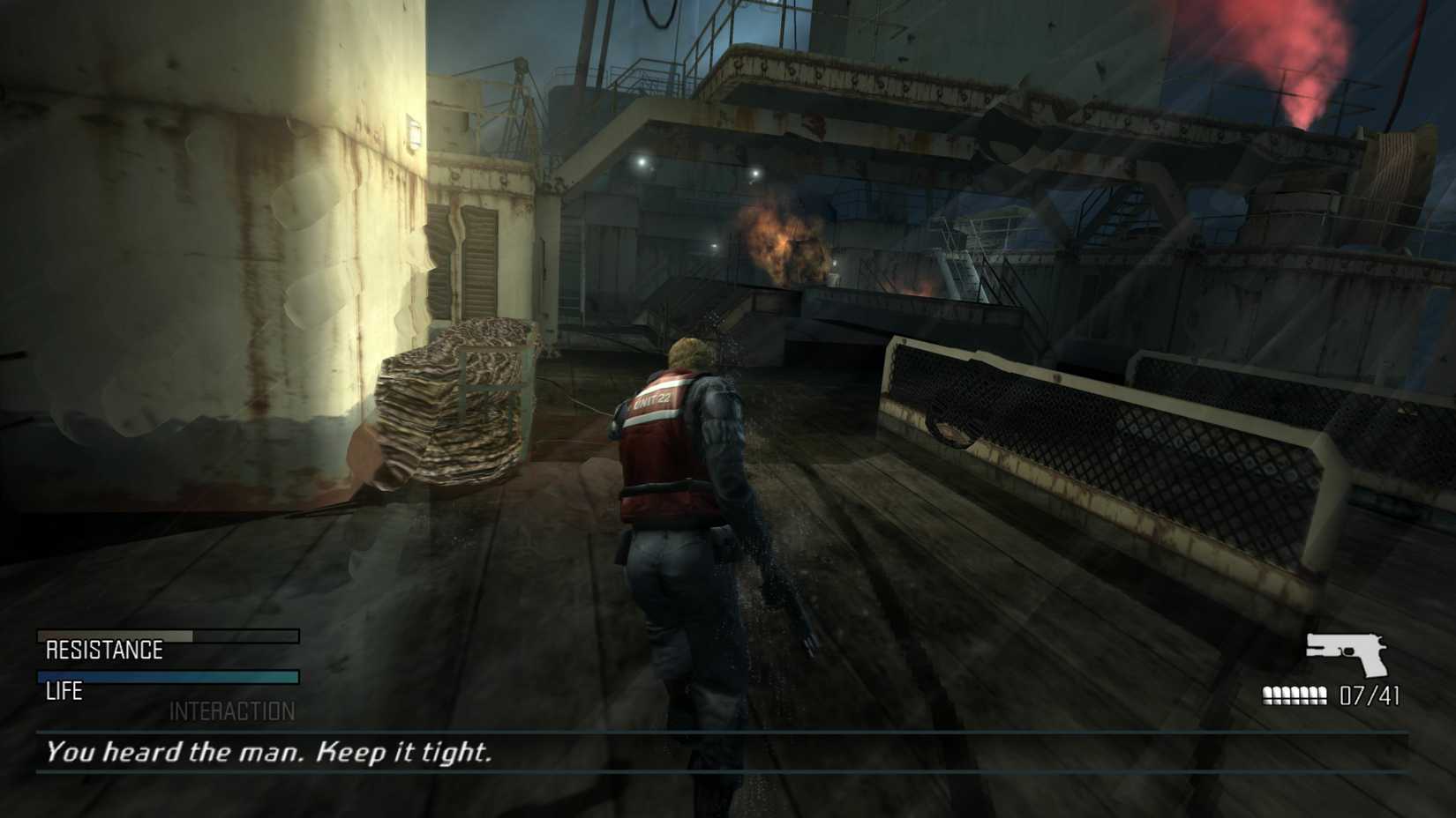 on the ship in cold fear