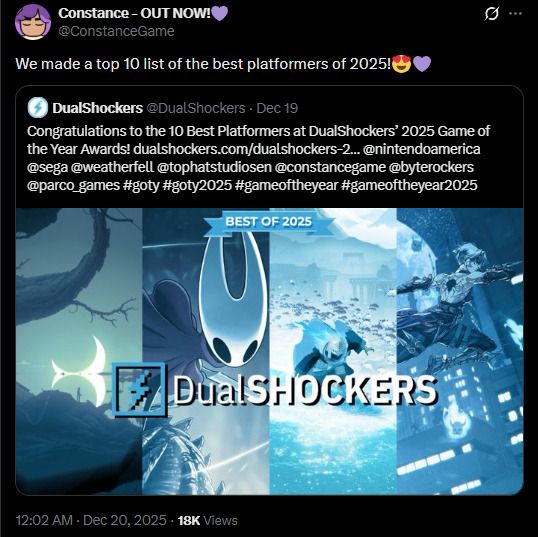 The Official Constance X Shares DS' Top 10 Platformers List for 2025