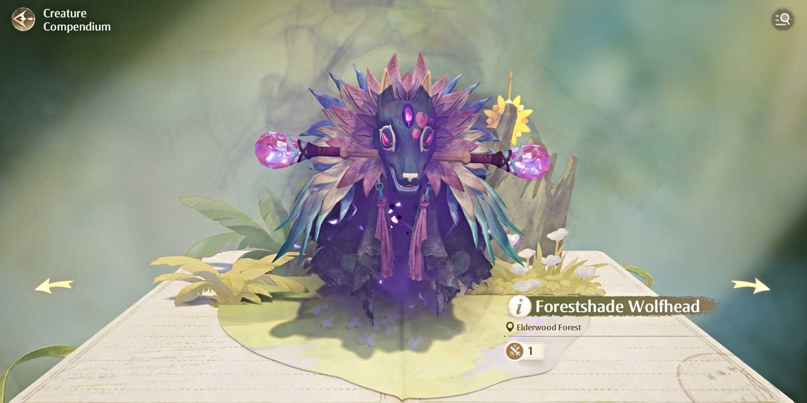 Infinity Nikki Forest Shade Wolf Head Compendium