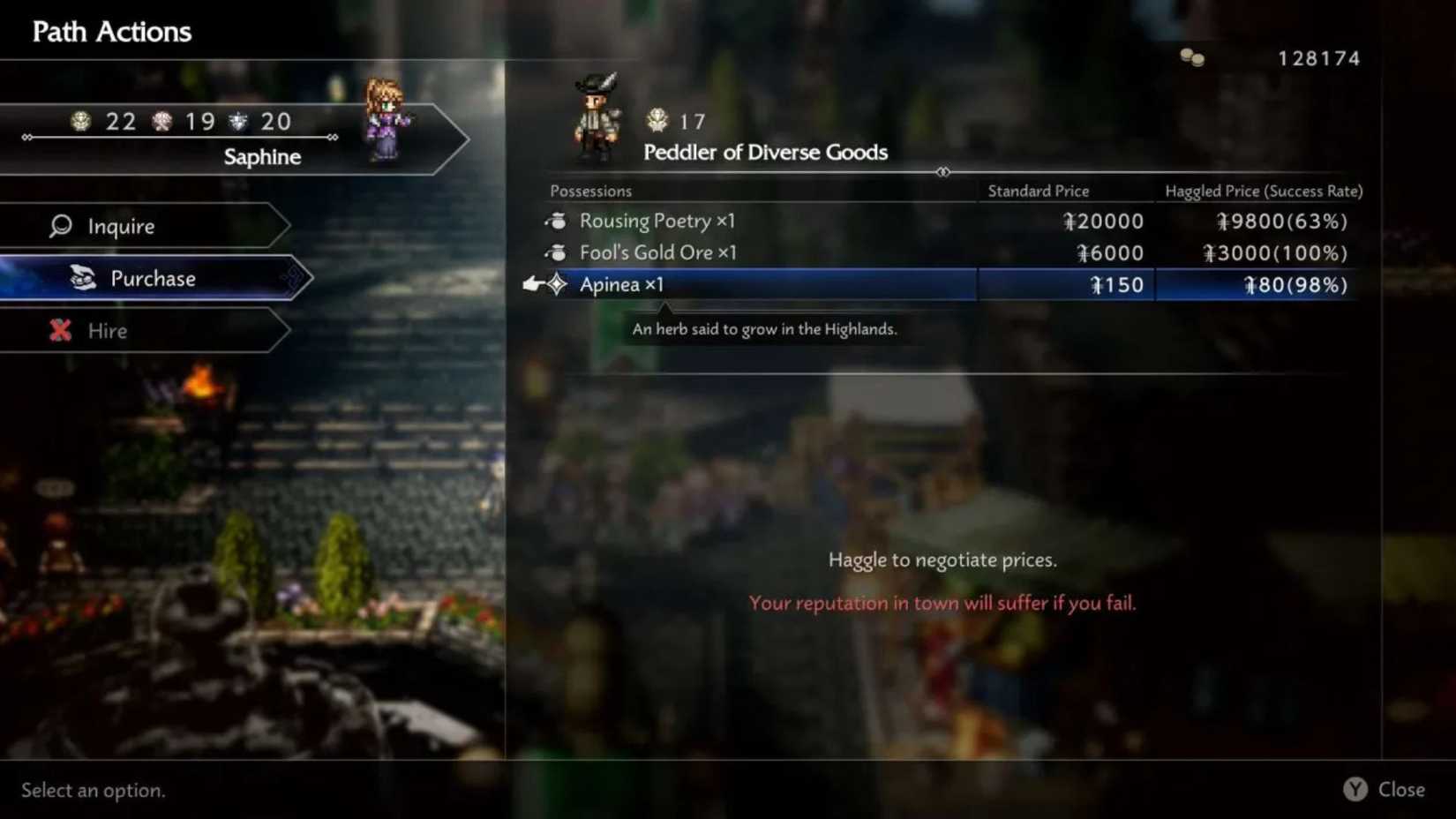Octopath Traveler 0 Avinea Merchant with Apinea