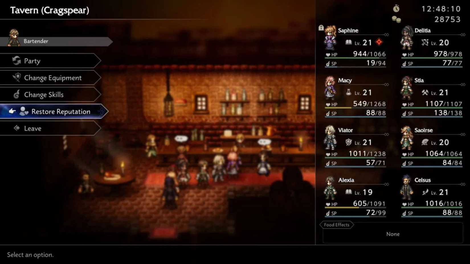 Octopath Traveler 0 Reputation Restoration in Tavern
