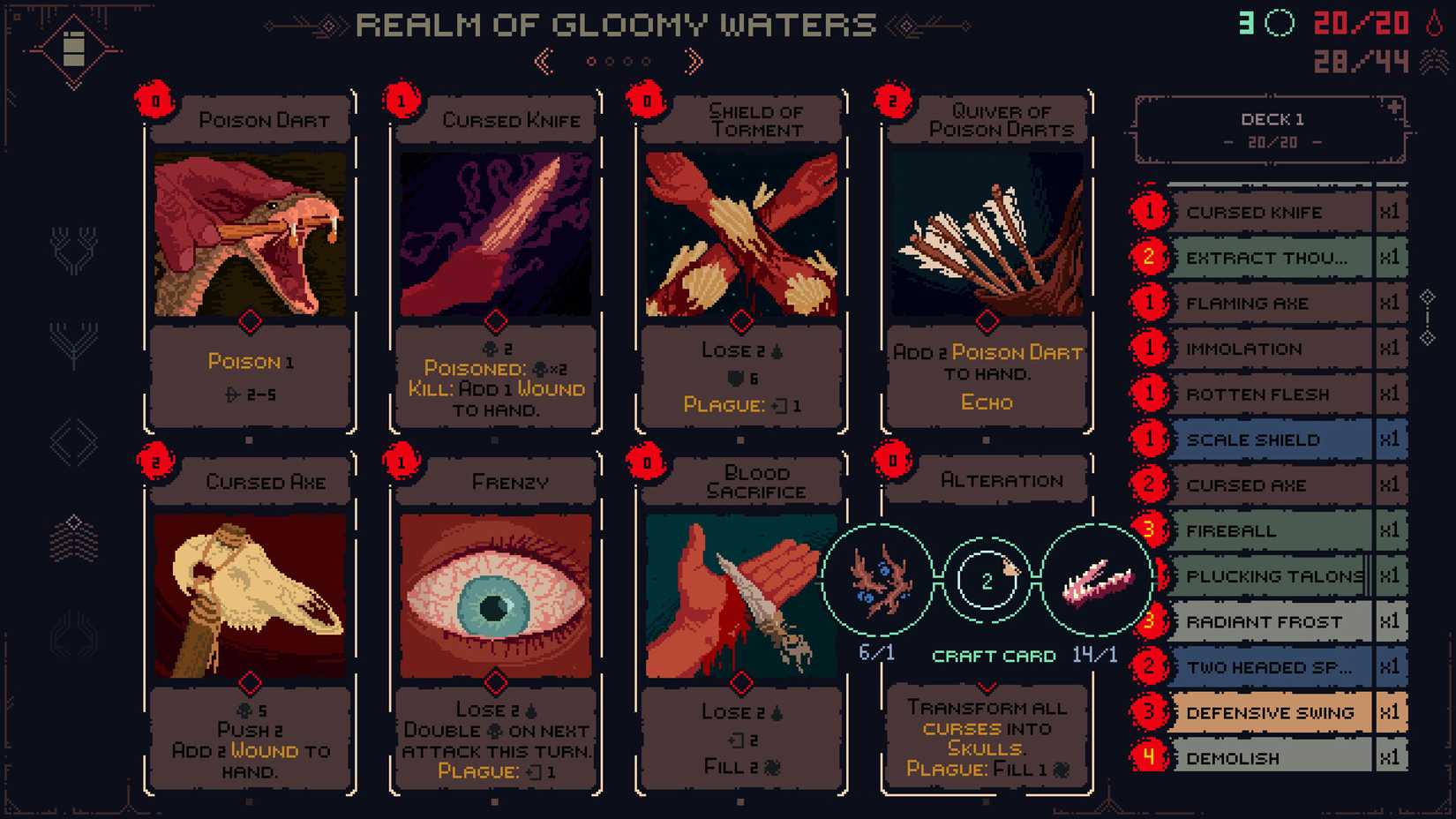 crafting cards in death howl