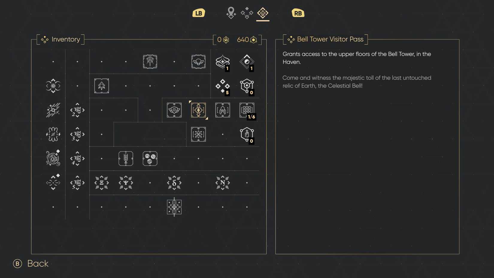 bell tower pass item screen