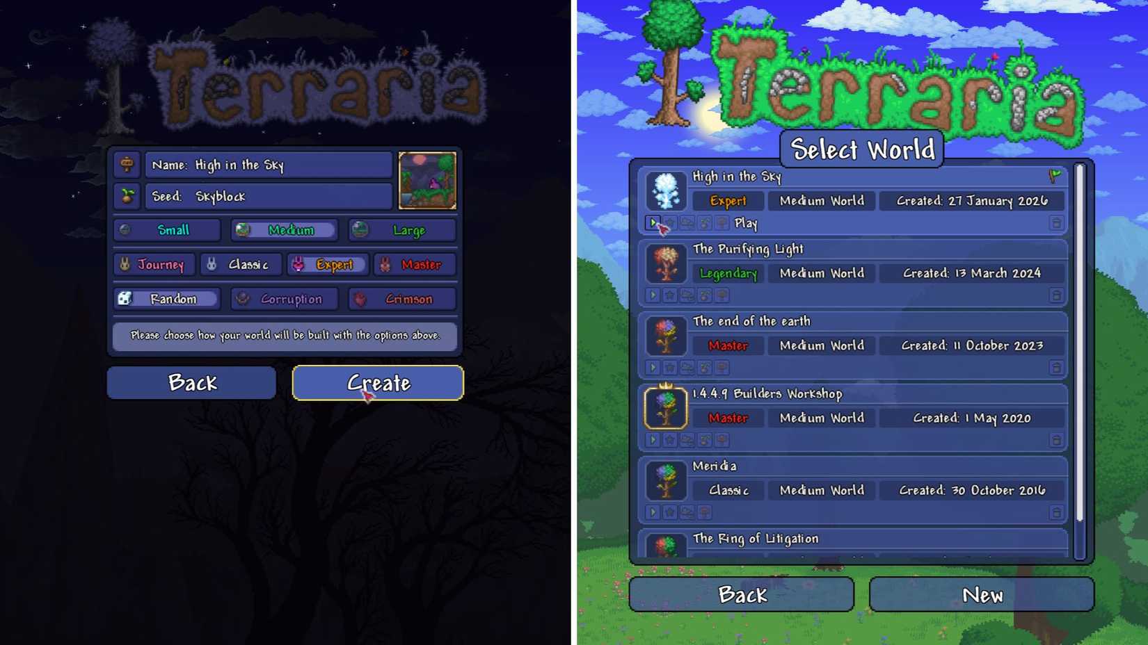 Terraria Skyblock Menu