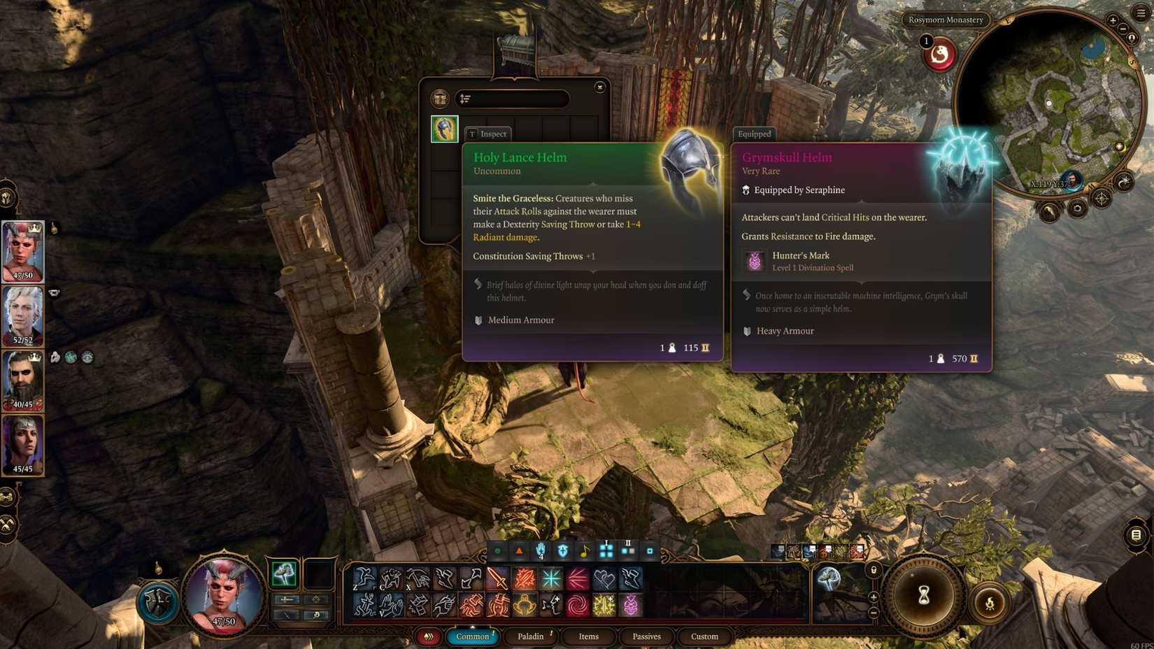 Baldur's Gate 3 Rosymorn Holy Lance Helm in Inventory