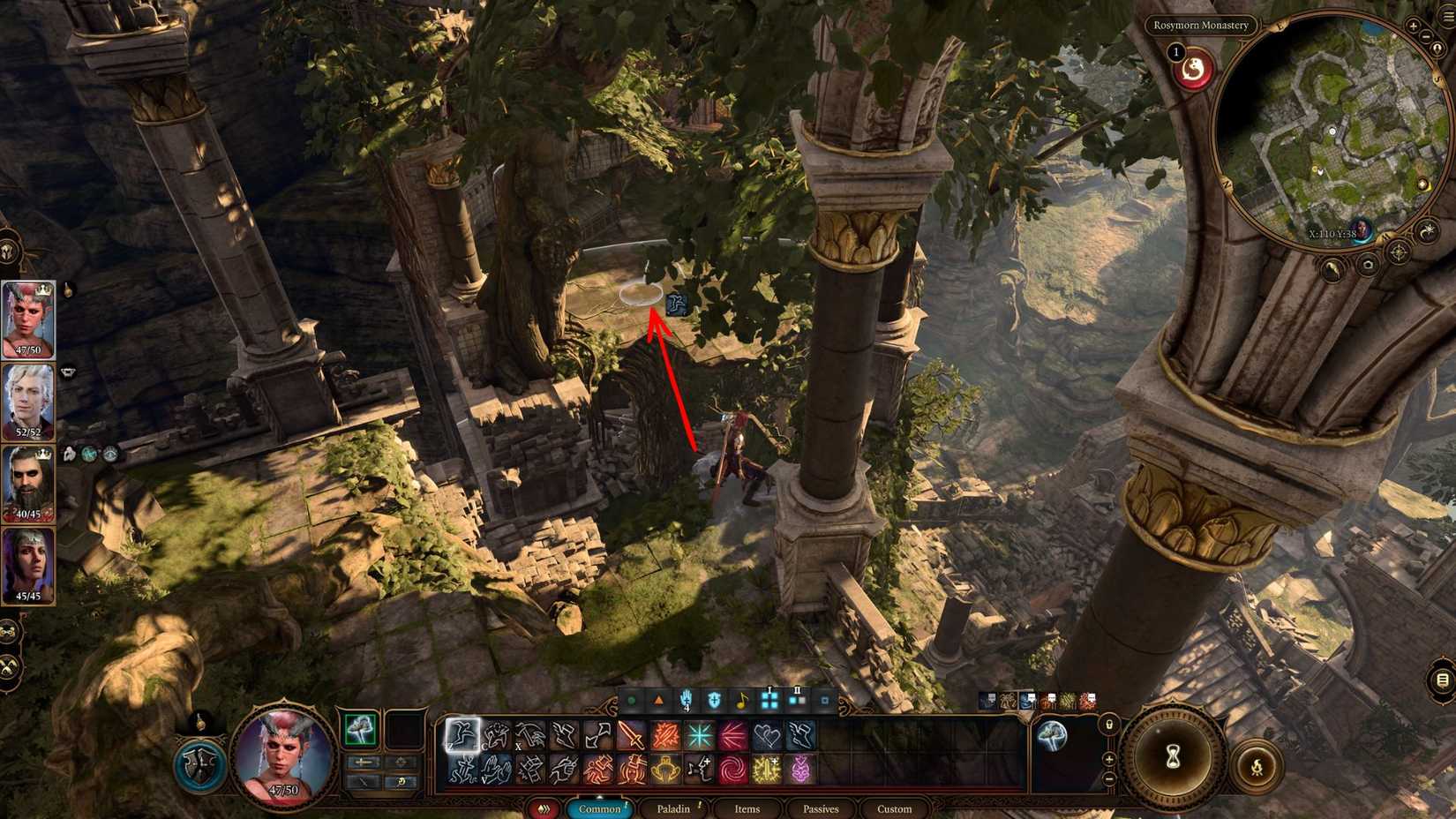 Baldur's Gate 3 Rosymorn Monastery Rooftop Jump to Chest